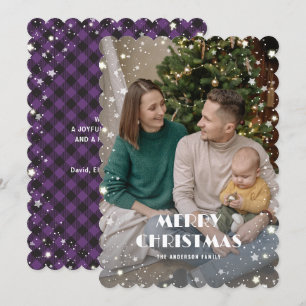 Jolly Lila Kariert Starry Foto Frohe Weihnachten