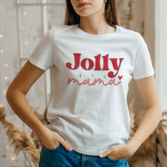 Jolly Mama Heart Retro Christmas T-Shirt (Von Creator hochgeladen)
