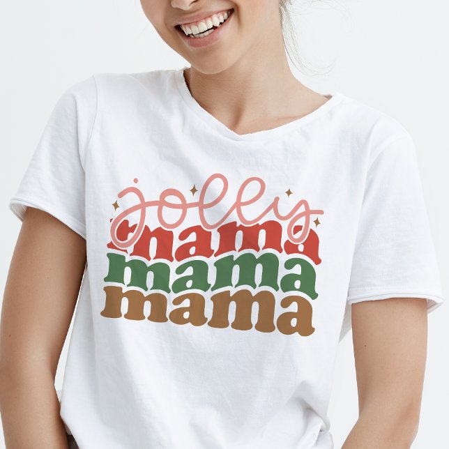 Jolly Mama Retro Groovy Weihnachtsferien Tri-Blend Shirt (Jolly Mama Retro Groovy Christmas Holidays T-Shirt)