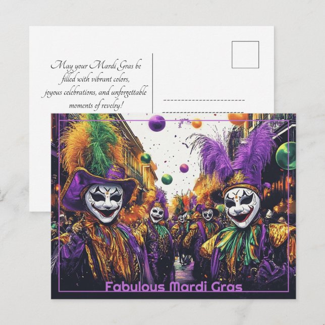 💚 💜 💛 Jolly Mardi Gras Postkarte (Vorne/Hinten)