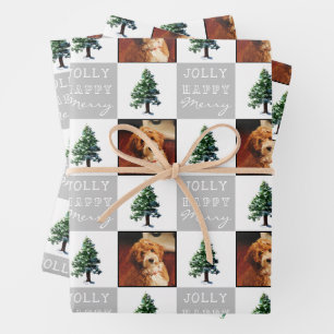 Jolly Merry Dog Pet Foto Tree Schnee Weihnachten Geschenkpapier Set
