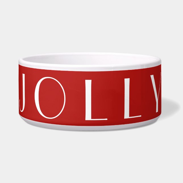 Jolly Modern Red Typografy Christmas Pet Napf (Vorderseite)