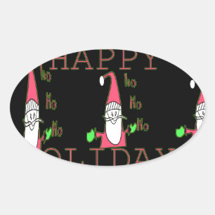 Jolly Mouse Santa: Eine lustige Urlaubserscheinung Ovaler Aufkleber