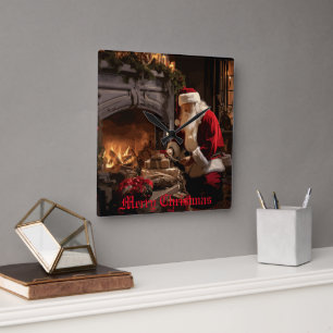 Jolly Old Saint Nick Quadratische Wanduhr