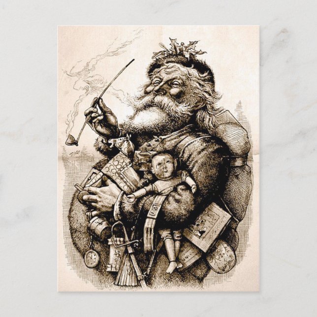 Jolly Old Santa Claus Postcard Feiertagspostkarte (Vorderseite)
