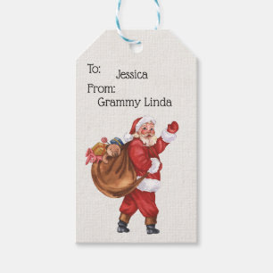 Jolly Old St. Nick Waving Personalisiert Gift Tags Geschenkanhänger