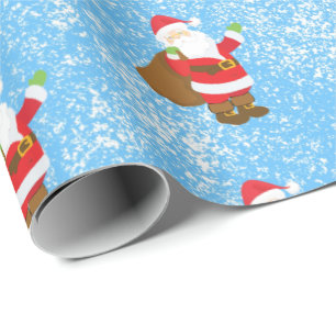 Jolly Ole Saint Nick Blauer Schwamm Paint Snow Geschenkpapier