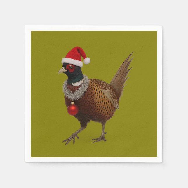 Jolly Pheasant Christmas paper party napkins Serviette (Vorderseite)