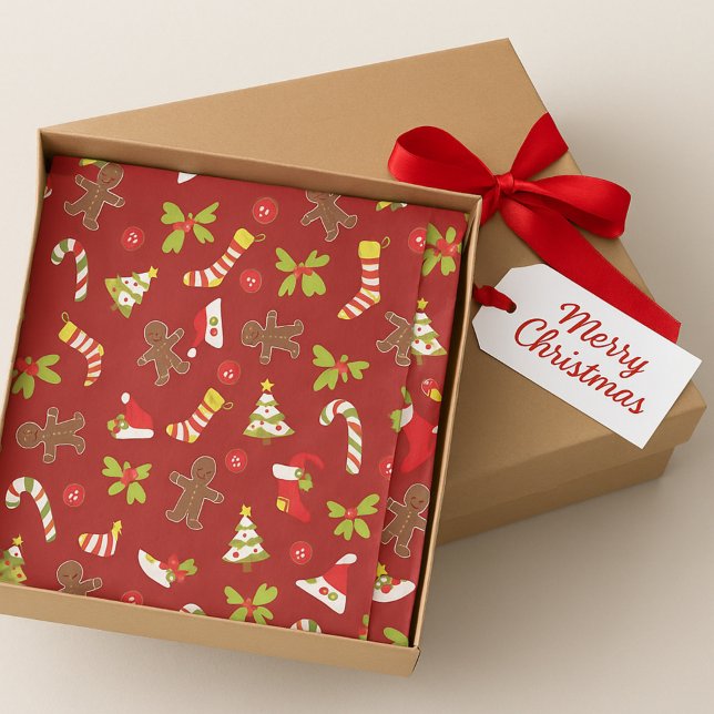 Jolly Red Christmas Candy Canes, Gingerbrot Seidenpapier (Von Creator hochgeladen)