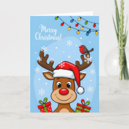 Jolly Reindeer Christmas Cheer – Kids Holiday Card Karte