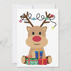 Jolly Reindeer Puppy Holiday Card Feiertagskarte
