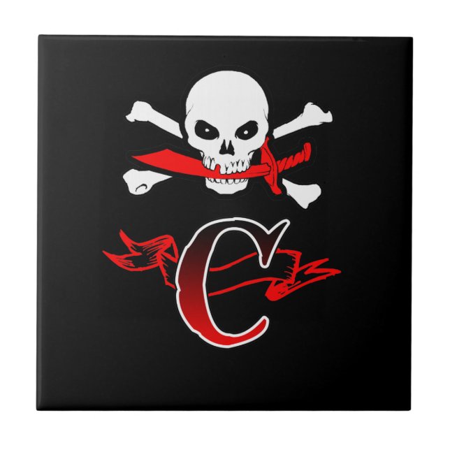 Jolly Roger C Monogram Anfangs Fliese (Vorderseite)