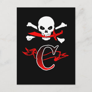 Jolly Roger C Monogram Anfangs Postkarte