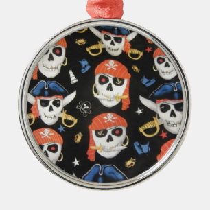 Jolly Roger Pirate Skulls Ornament Aus Metall