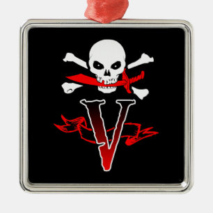 Jolly Roger V Monogram Anfangs Ornament Aus Metall