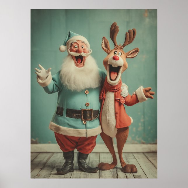 Jolly Santa and Rudolph Cheer Poster (Vorne)