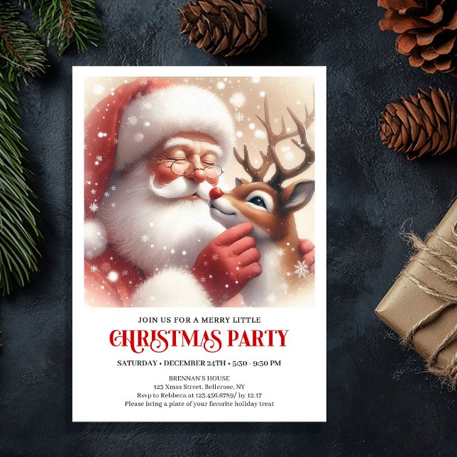 Jolly Santa and Rudolph Christmas Celebration  Einladung (Jolly Santa and Rudolph Christmas Celebration Invite)