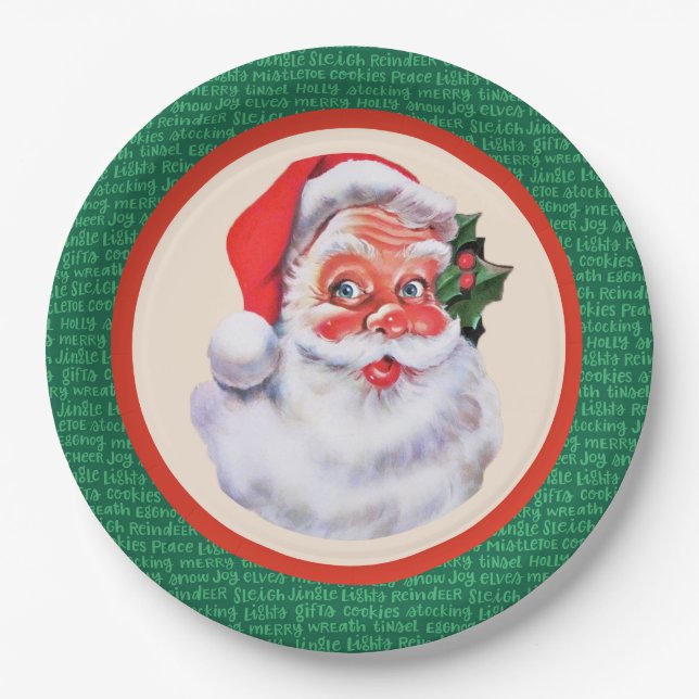 Jolly Santa Claus Christmas Party Pappteller (Vorderseite)