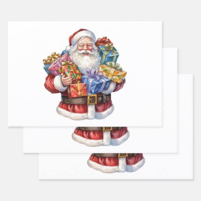 Jolly Santa Claus Classic Christmas Geschenkpapier Set (Set)