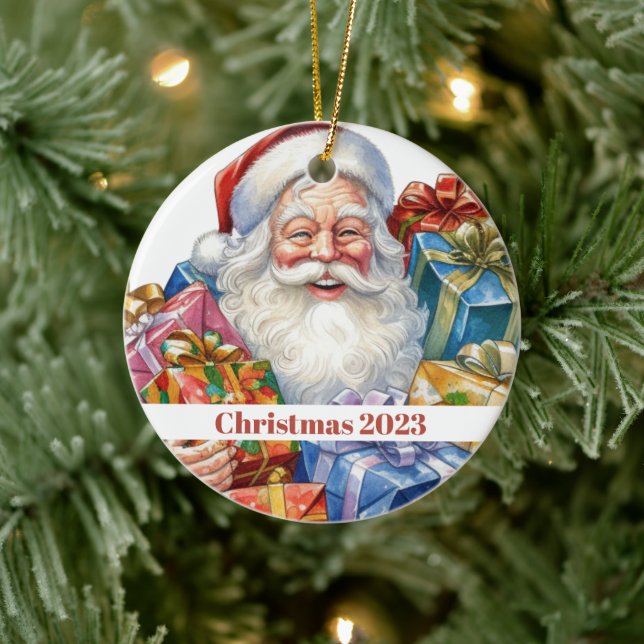 Jolly Santa Claus Classic Christmas Keramik Ornament (Baum)
