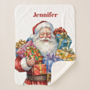 Jolly Santa Claus Classic Christmas Sherpadecke