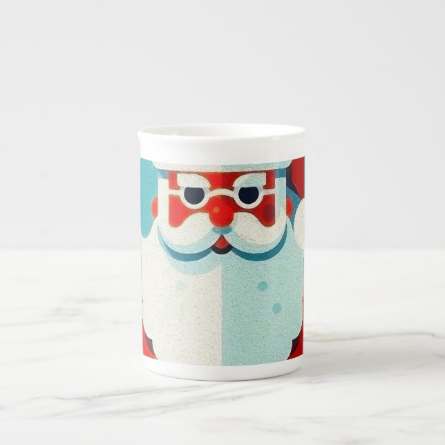 jolly Santa Claus face Prozellantasse (Vorderseite)