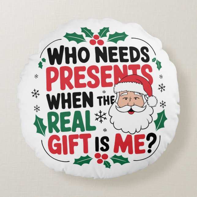 Jolly Santa Claus feiert Feststimmung für alle Rundes Kissen (Vorderseite)