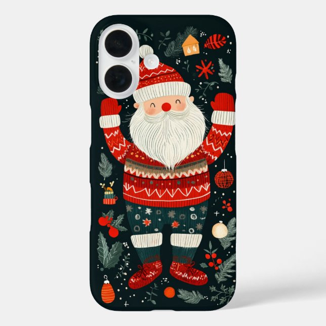 Jolly Santa Claus Festive Winter Elements Case-Mate iPhone Hülle (Rückseite)