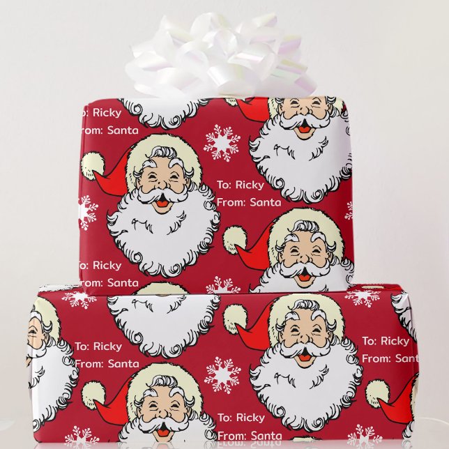 Jolly Santa Claus Fügen Sie dem Kind den Namen Red Geschenkpapier (Von Creator hochgeladen)