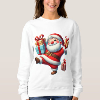 Jolly Santa Claus Holding Gift Boxes Sweatshirt