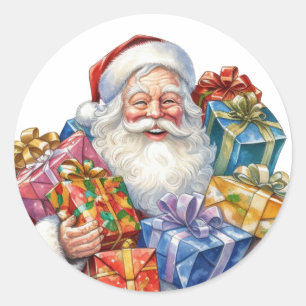 Jolly Santa Claus im traditionellen roten Anzug Runder Aufkleber