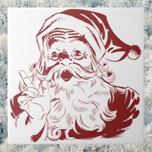 Jolly Santa Claus in Red Fun Retro Frohe Weihnacht Fliese