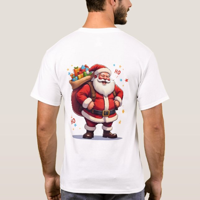 Jolly Santa Claus Laughing Ho Ho Ho with Big Bag  T-Shirt (Rückseite)