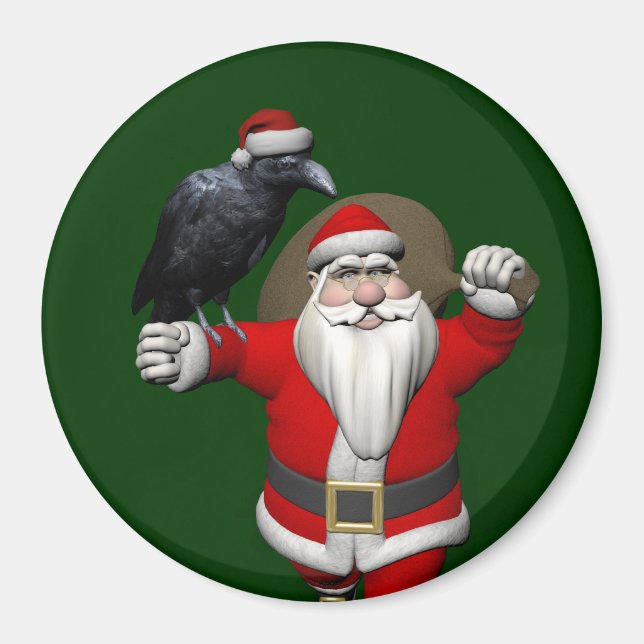 Jolly Santa Claus Lieben Black Ravens Magnet (Vorne)