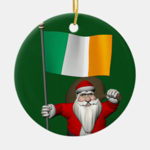 Jolly Santa Claus mit Abtritt von Irland Keramikornament