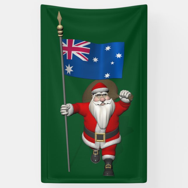 Jolly Santa Claus mit der Flagge Australiens Banner (Vertikal)