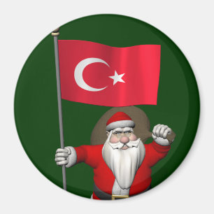 Jolly Santa Claus mit der Flagge der Türkei Magnet