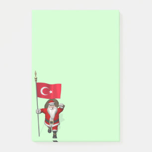 Jolly Santa Claus mit der Flagge der Türkei Post-it Klebezettel