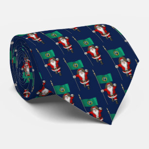 Jolly Santa Claus mit Flagge von Washington Krawatte