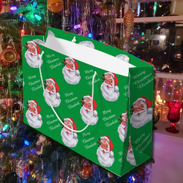 Jolly Santa Claus Personalisiert Name Child's Große Geschenktüte (Von Creator hochgeladen)