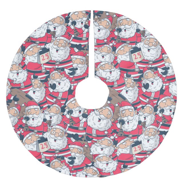 Jolly Santa Claus Polyester Weihnachtsbaumdecke (Vorderseite)