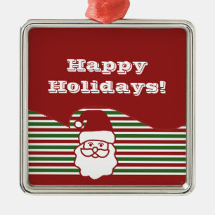Jolly Santa Claus Premium Square Silbernes Ornament
