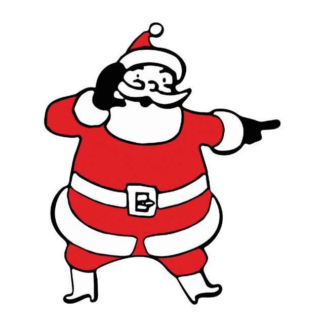 Jolly Santa Claus ruft Reindeer zu Weihnachten an Fotoskulptur Ornament (Vorne)