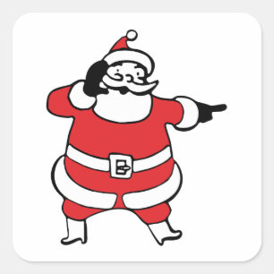 Jolly Santa Claus ruft Reindeer zu Weihnachten an Quadratischer Aufkleber