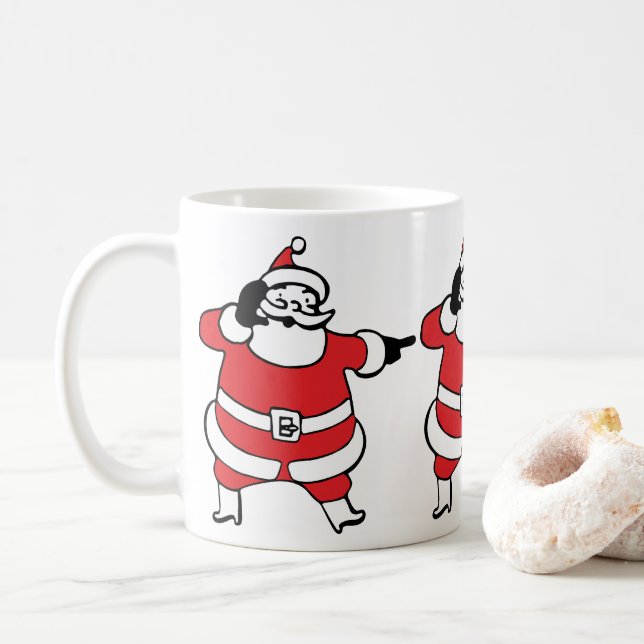 Jolly Santa Claus ruft Reindeer zu Weihnachten an Tasse (Mit Donut)