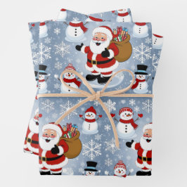 Jolly Santa Claus und Snowmen Weihnachtsmuster Geschenkpapier Set