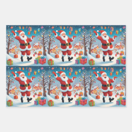 Jolly Santa Claus Wrapping Paper in Matte Geschenkpapier Set