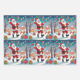 Jolly Santa Claus Wrapping Paper in Matte Geschenkpapier Set