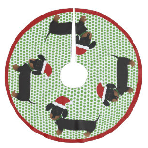 Jolly Santa Dackeln - Black and Tan Polyester Weihnachtsbaumdecke