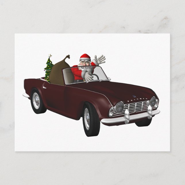 Jolly Santa Driumph TR4 Feiertagspostkarte (Vorderseite)